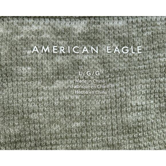 American Eagle Women's L Crop Top Waffle Knit Lettuce Hem Green Y2K Fairy Earthy - Picture 4 of 7